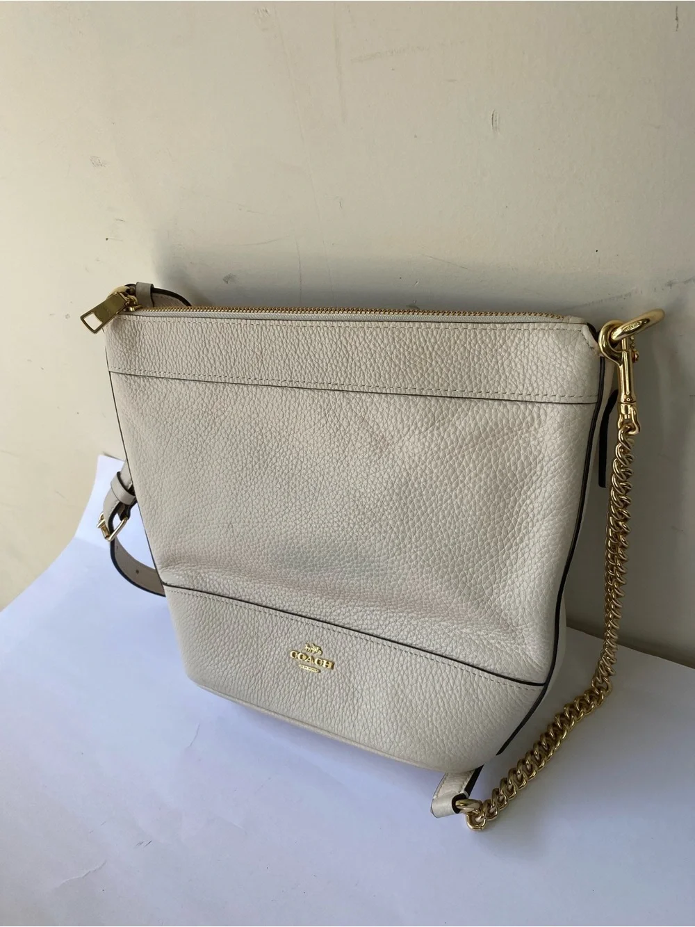 Coach Paxton Duffle F72692 Chalk White Pebble Leather Crossbody Bag Y2K